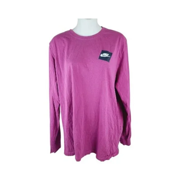 Nike Women's Pink Long Sleeve Crew Neck Back Graphic Casual T-Shirt Size XL
